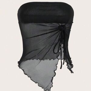 SHEIN Black Mesh Asymmetrical Tank Top